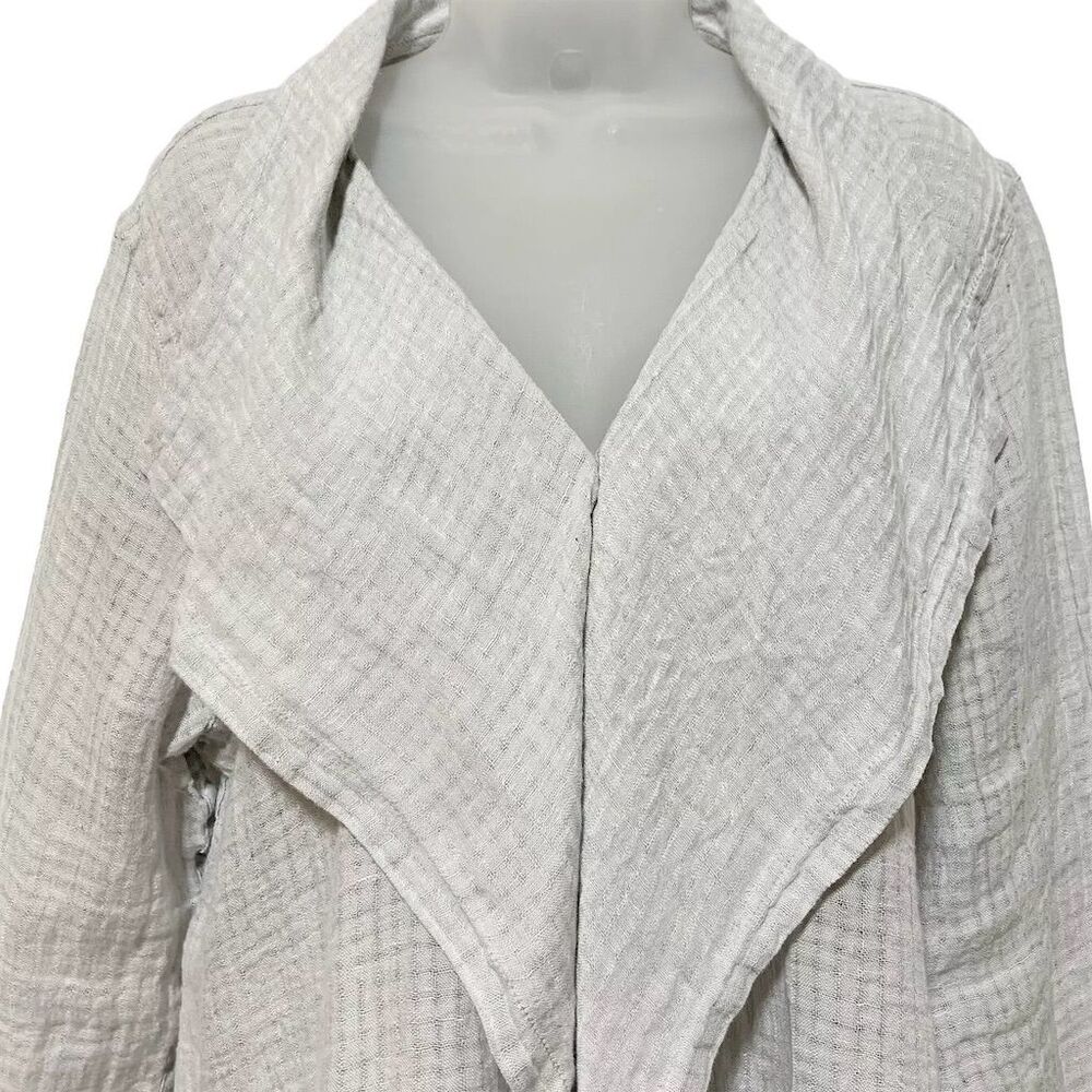 Flax Pale Blue Textured Open Front Jacket - Picture 7 of 11